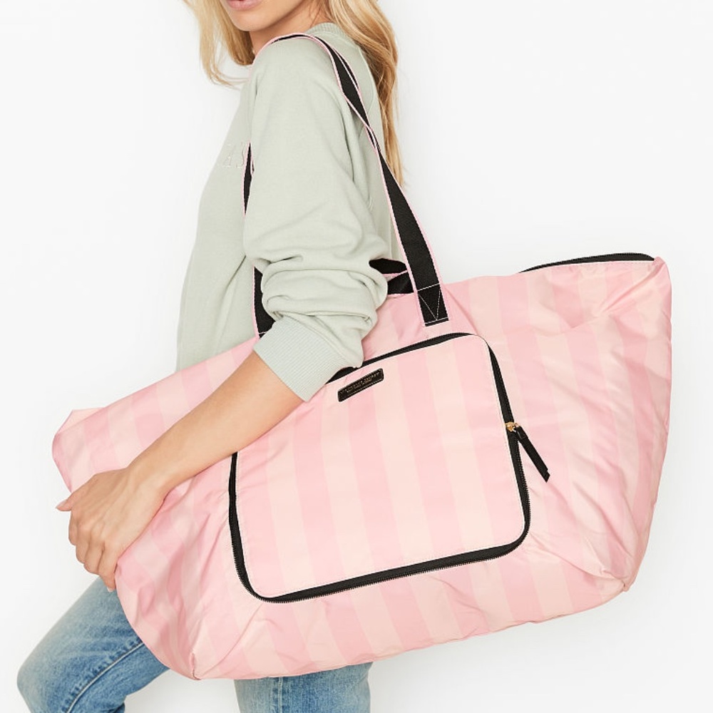 Victoria's Secret The VS Getaway Packable Weekender Signature Iconic Stripe Bag